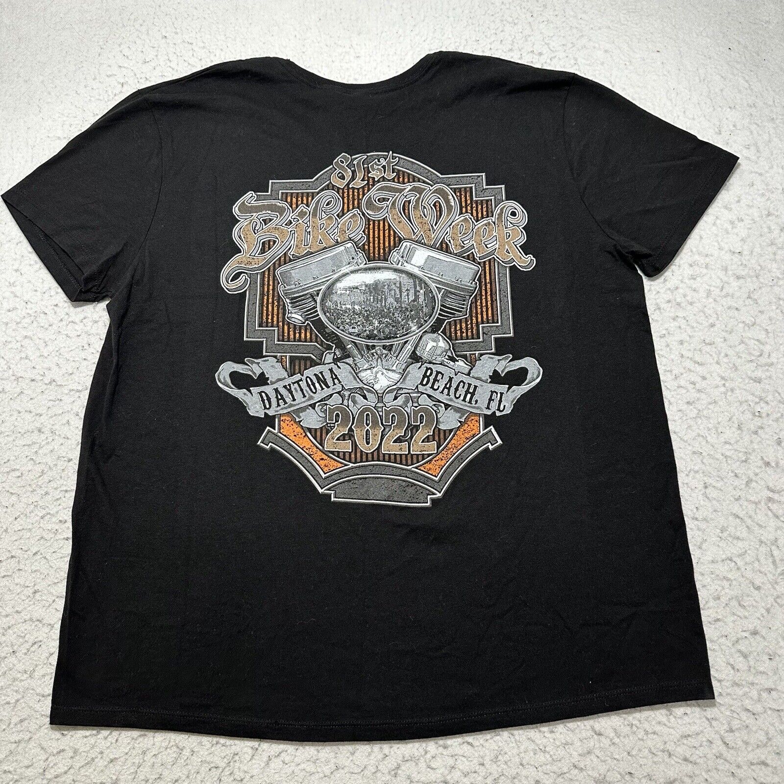 Daytona Beach 81st Bike Week 2022 Mens Xl Black Short Sleeve Graphic T Shirt